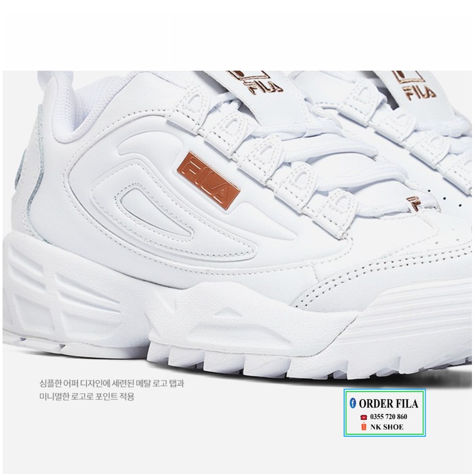 Giày Sneaker Thể Thao Nam Nữ FILA DISRUPTOR III WHITE LOGO GOLD Chính Hãng 100%