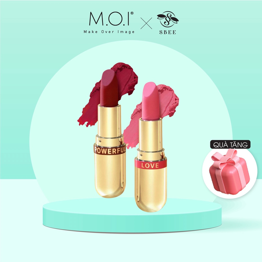 Son Môi Mini - SET LOVE 2 Thỏi - MOI Cosmetics Hồ Ngọc Hà - Golden Gift