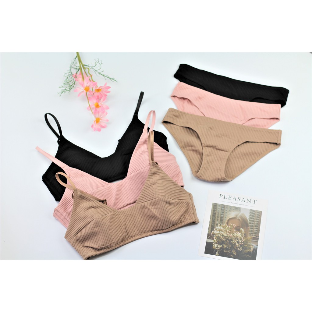 Bộ Quần Áo Lót Nữ Bralette Haboob Trơn Mút Mỏng Không Gọng (Mustoto MA33) | BigBuy360 - bigbuy360.vn