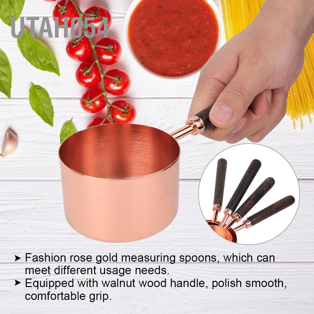 [Hàng Sẵn] 4 cái / bộ Gia dụng Thép không gỉ Màu vàng hồng Bộ Muỗng đo lường Dụng cụ làm bánh nhà bếp【Utah054】