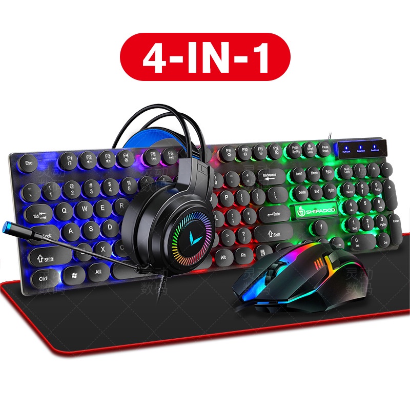 Bàn phím giả cơ + chuột gaming + tai nghe chụp tai gaming + lót chuột siêu rẻ và đẹp
