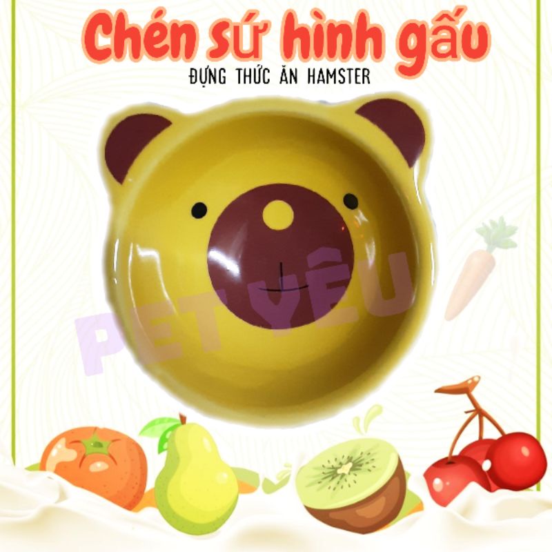 chén đựng thức ăn hamster hình gấu chống lật siêu dễ thương