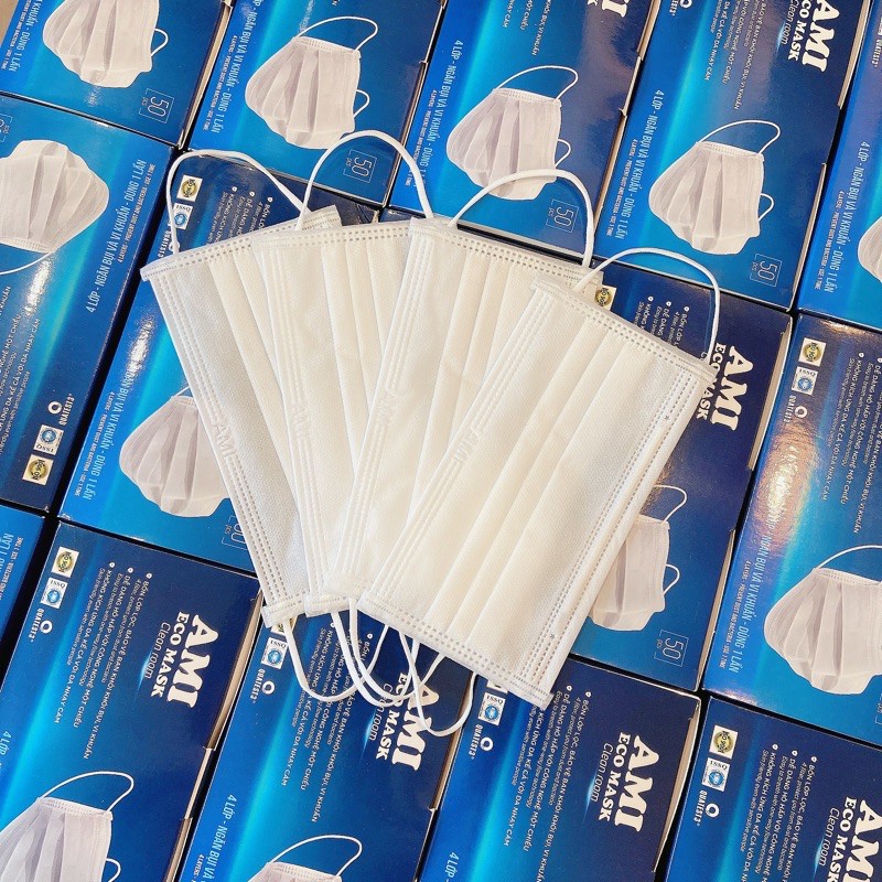 [CHÍNH HÃNG] Khẩu Trang Y Tế 4 Lớp Kháng Khuẩn Ami ( 50 chiếc 1 Hộp) | BigBuy360 - bigbuy360.vn