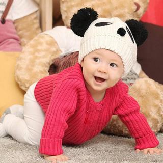 Nón len ấm áp hình gấu trúc xinh xắn dành cho bé
