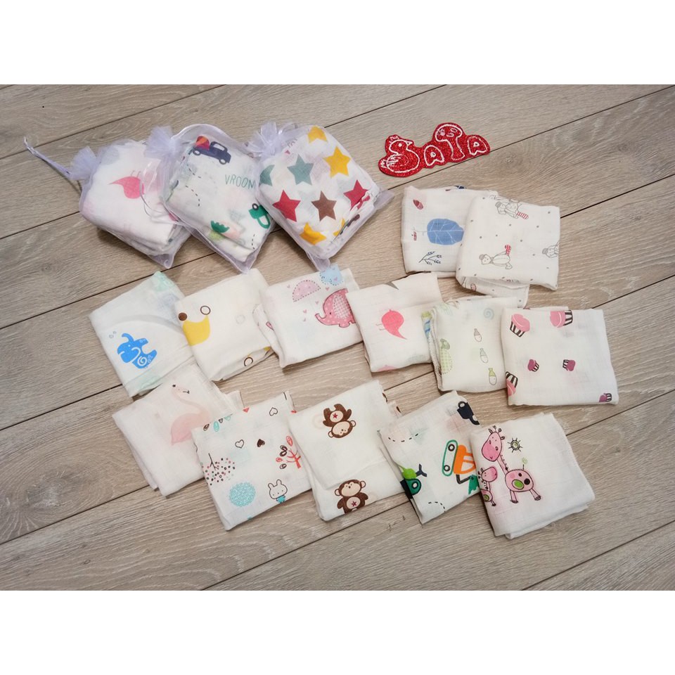 Set 10 khăn sữa aden túi quà