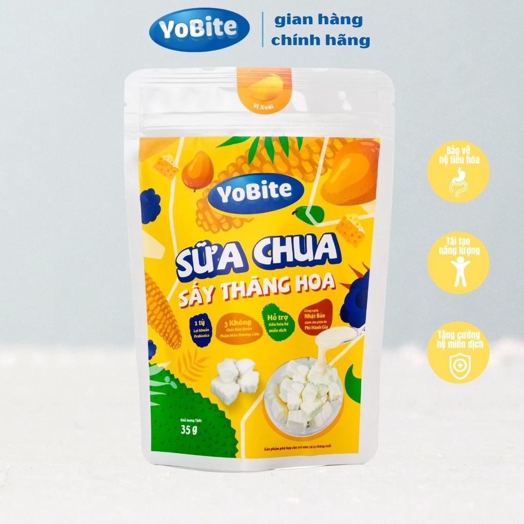 Sữa chua sấy thăng hoa Yobite-Vị Xoài 35grams - Ăn dặm cho bé - Hỗ trợ tiêu hóa, tăng sức đề kháng