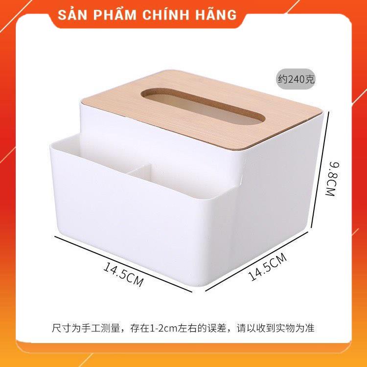 Hộp Đựng Giấy Vuông, Hộp Đựng Giầy Ăn 2 Ngăn  Để Bàn Cao Cấp Đựng Đồ Thông Minh Nắp Gỗ Decor