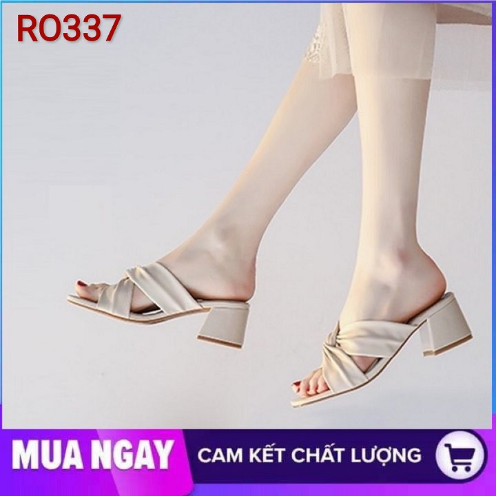 Giày sandal nữ cao gót đế cao 5cm hàng hiệu rosata hai màu vàng kem ro337