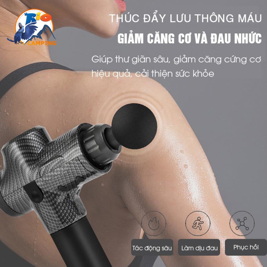 Súng massage trị liệu chính hãng EM009 20 chế độ rung, sử dụng liên tục 6-8h