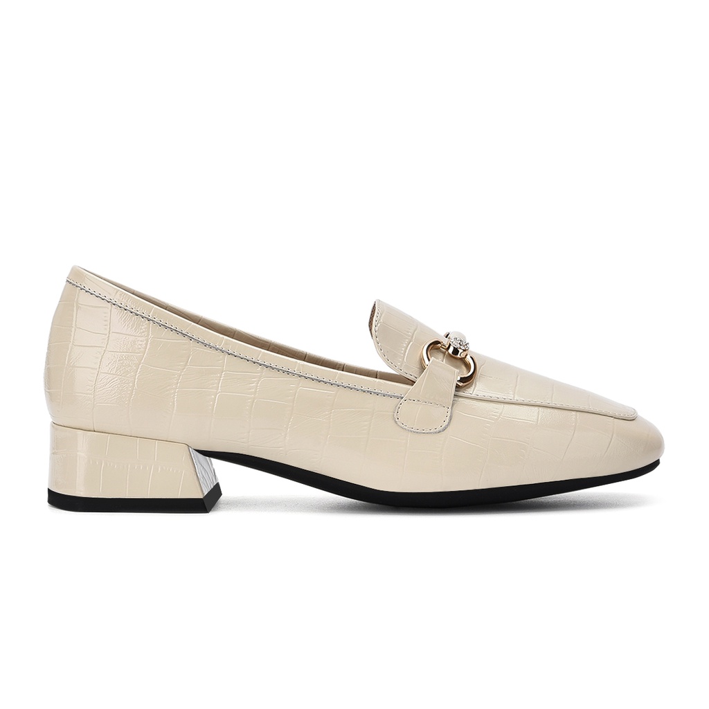 Giày lười nữ Zuciani da bò cao cấp thiết kế Loafer gót vuông 3cm thanh lịch - GZD44