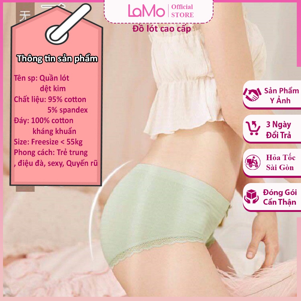 Quần lót nữ cotton vải mềm viền ren ôm bụng nâng mông, chíp thông hơi kháng khuẩn co giãn 4 chiều