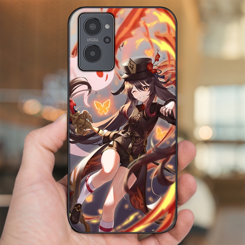 Ốp lưng Realme 9i viền đen in hình Hutao Genshin Impact