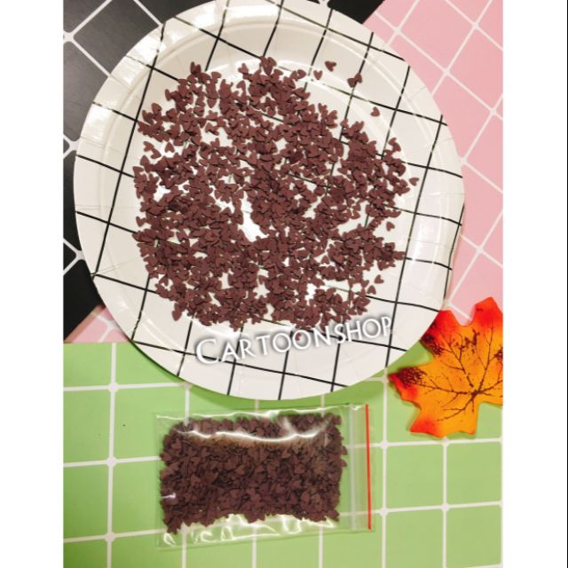 Bịch 10g cốm socola trái tim- nguyên liệu trang trí slime giá 10k
