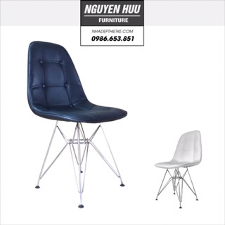 Ghế Đệm eames Da cúc chân inox