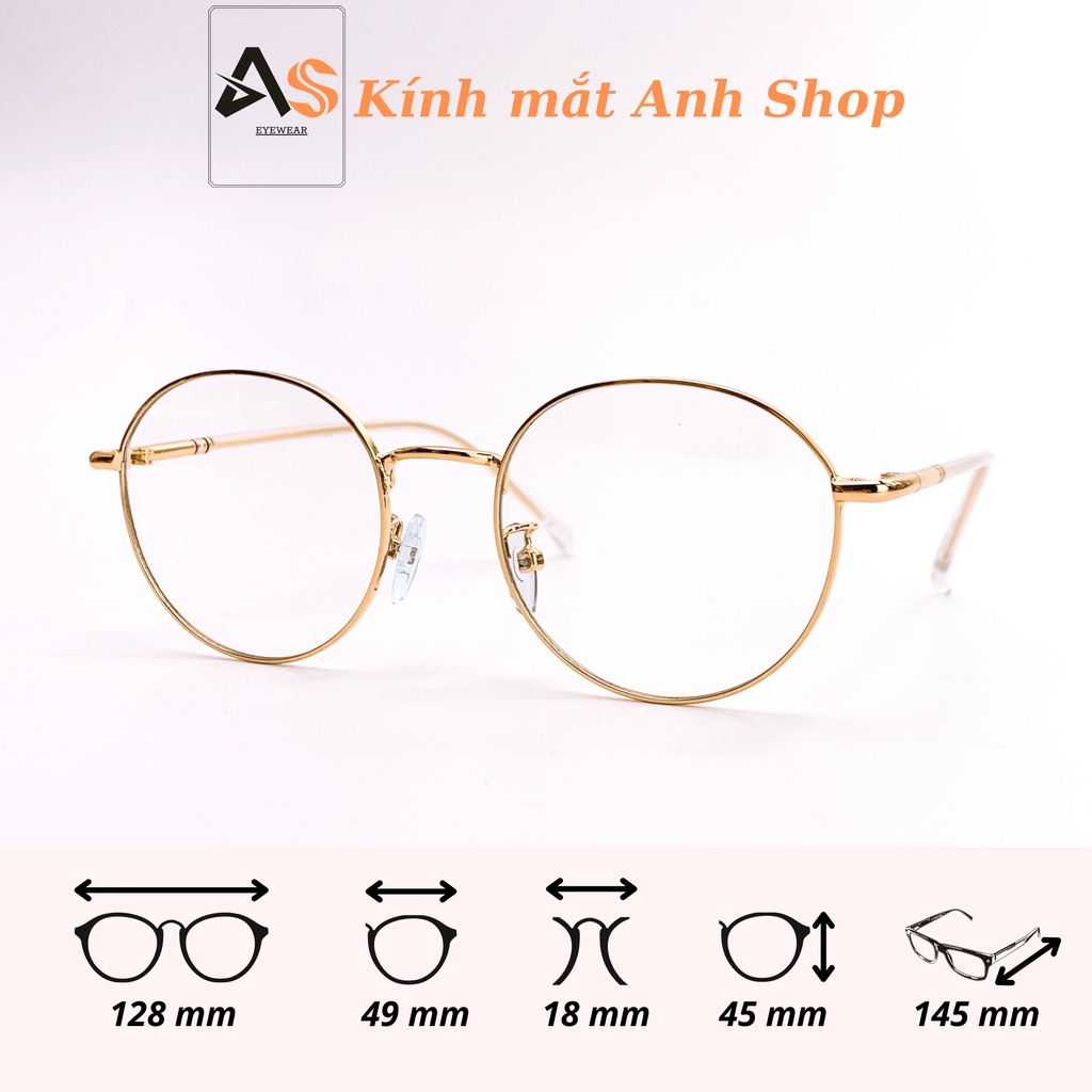 Gọng kính cận thời trang dáng tròn cỡ vừa chất liệu kim loại thanh lịch 29120