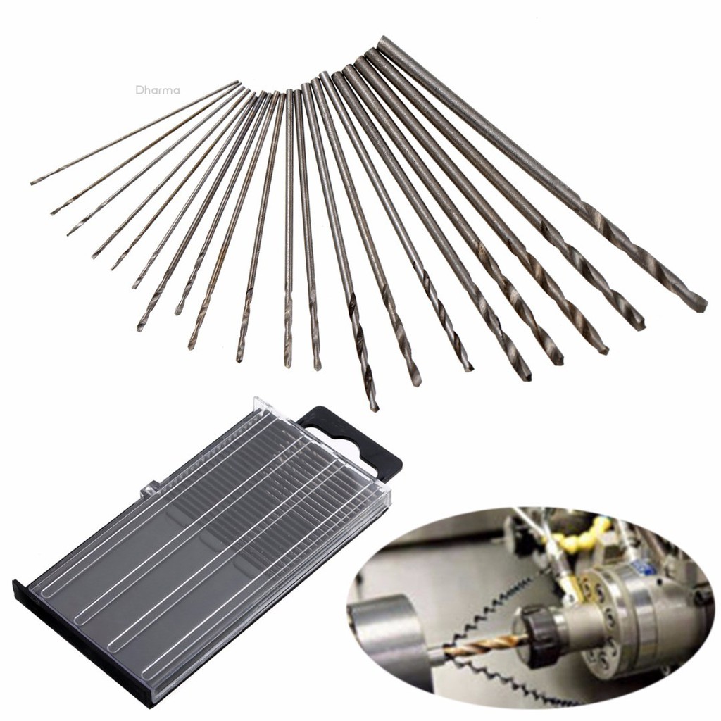 Hộp 20 Mũi Khoan Xoắn Mini HSS 0.3-1.6mm