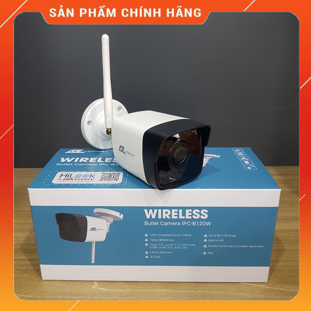 Camera Wifi IP thân trụ hồng ngoại ngoài trời 2MP HiLook IPC-B120W - Tích hợp míc - Hàng chính hãng