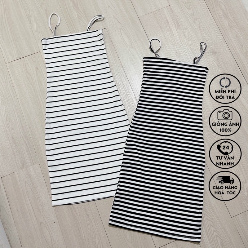 Váy hai dây ôm body sọc cực kì tôn dáng
