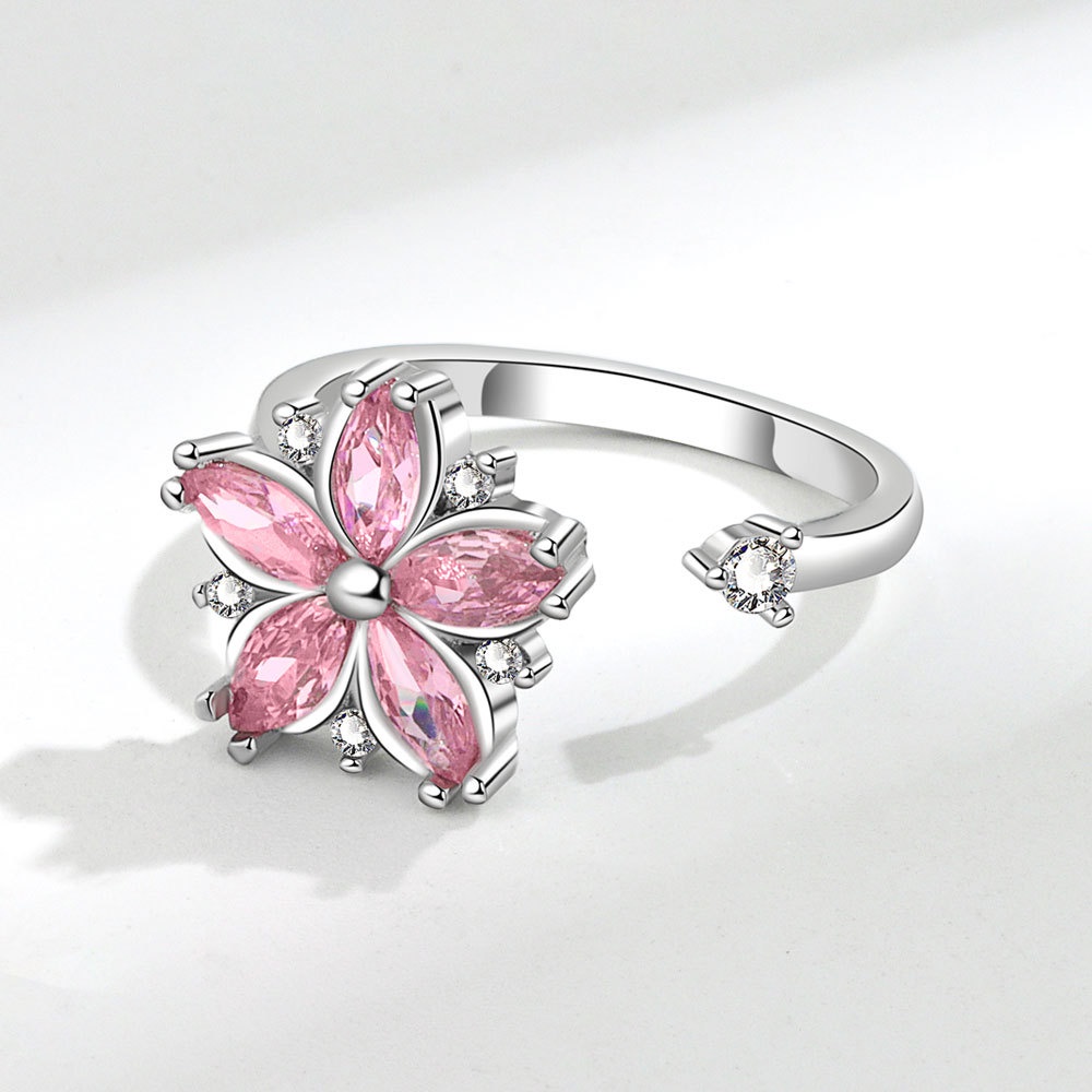 Nhẫn Hình Hoa Hồng Đính Đá Zircon Sang Trọng