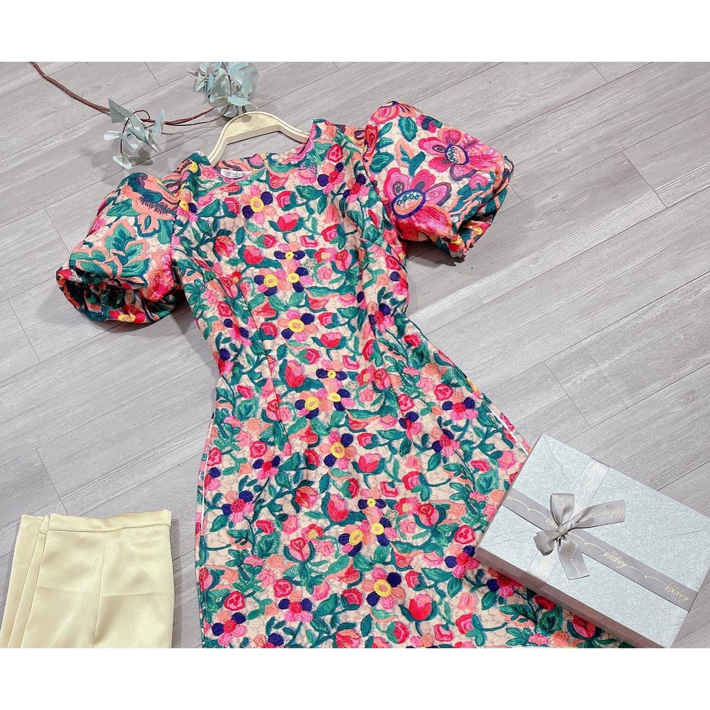 ÁO DÀI GẤM HOA TAY BỒNG | BigBuy360 - bigbuy360.vn