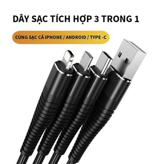 Dây sạc nhanh 3in1 Type-C/ Micro/ Lightning - Collen - sạc nhanh - chống đứt - tiện lợi