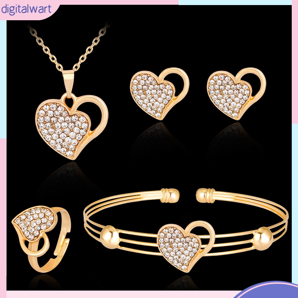 Bộ trang sức hợp kim đính đá hình tim xinh xắn
