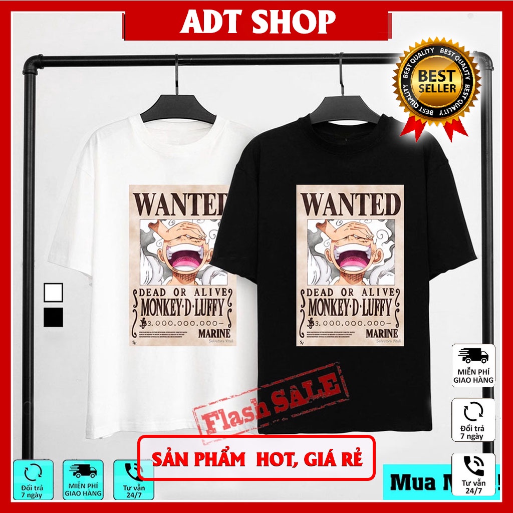 HOT Áo thun in hình Luffy Gear 5 Wanted 3 Tỉ Beri - Lệnh Truy Nã Mới Nhất One Piece Anime độc đẹp