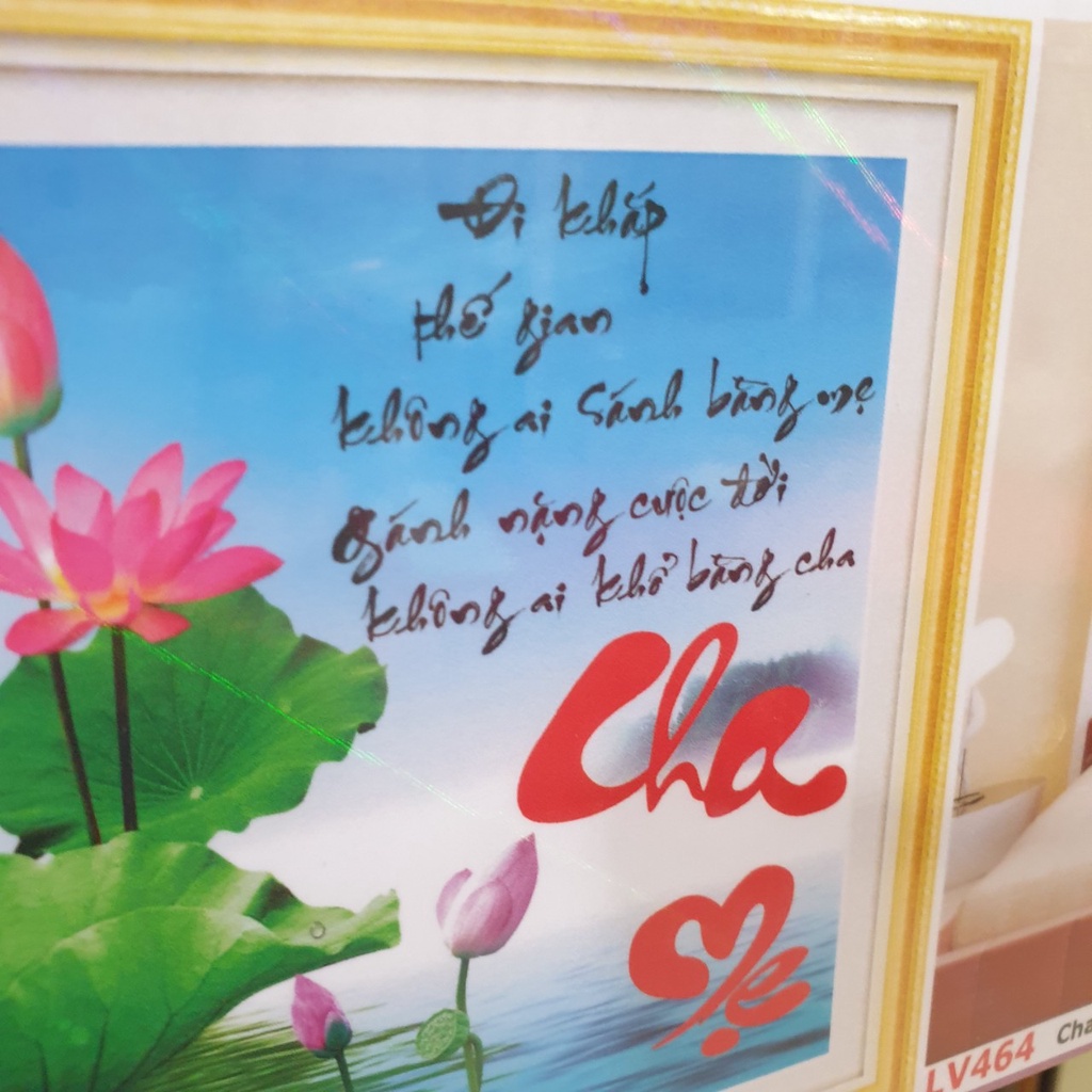 Tranh Đính Đá CHA MẸ (ĐÁ ABC CAO CẤP). Kích Thước: 70cm x 50cm