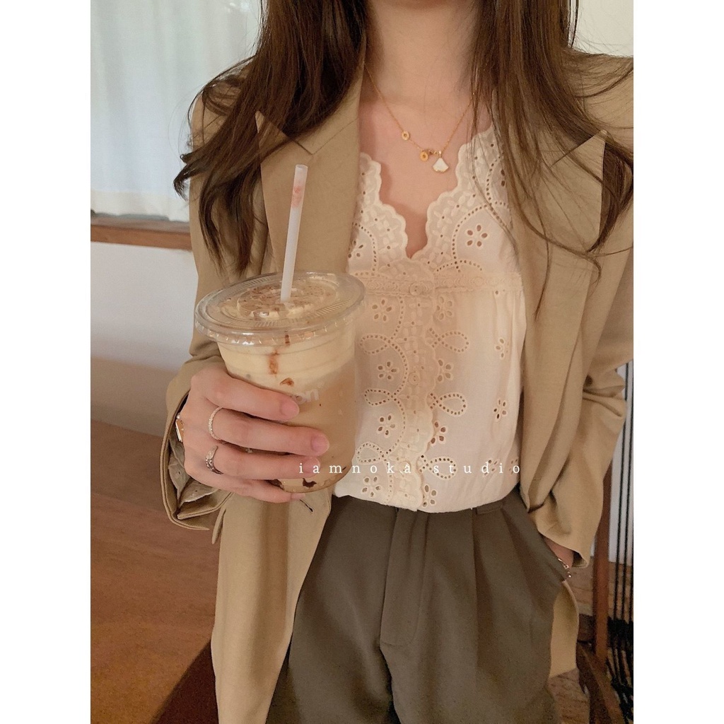 Áo Nữ Tay Dài Phối Ren Thời Trang Phong Cách Hàn Quốc