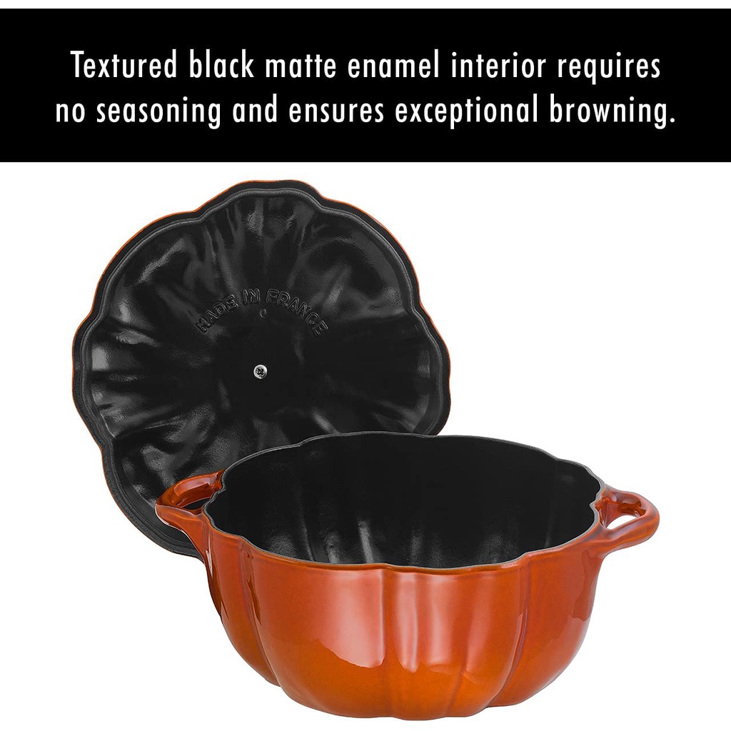 Nồi gang Staub Pumpkin Cocotte Cin bí ngô 24cm màu cam quế