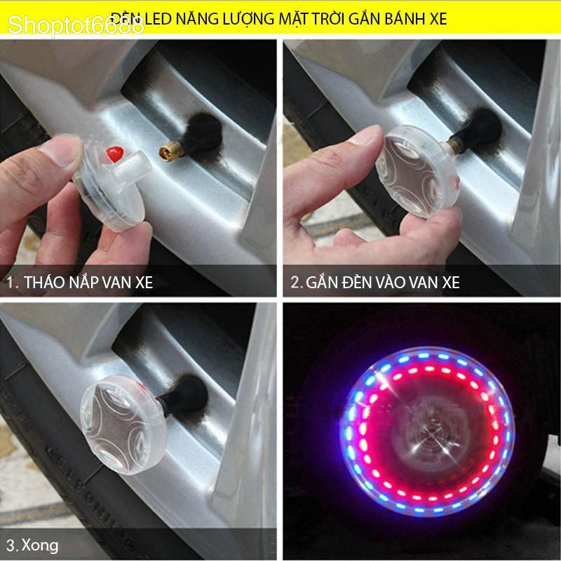 Bộ 2 đèn led năng lượng mặt trời nhiều màu trang trí bánh xe ôtô, xe máy, xe đạp (Kho hàng Hà nội)