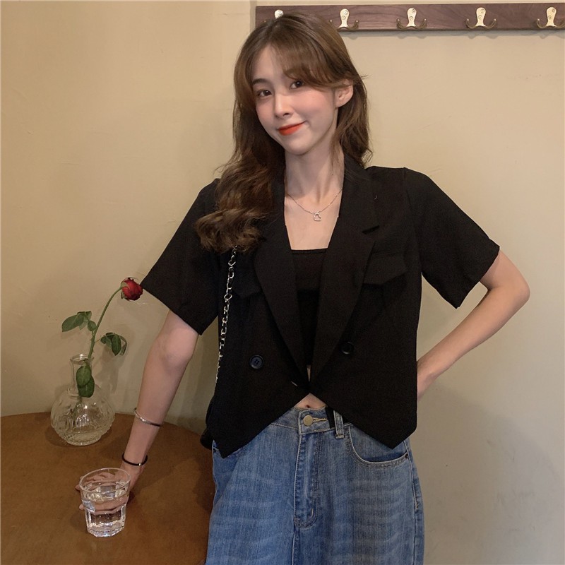 [Kèm Video SP] Áo Khoác Blazer Nữ Cổ Vest Cao Cấp Tay Lỡ Dáng Croptop Phong Cách Thời Trang Sugal AO KHOAC SG 001V3