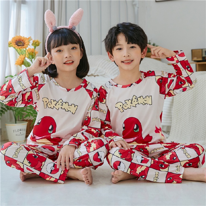 Bộ Đồ Ngủ Tay Dài Chất Liệu Cotton In Họa Tiết Hoạt Hình Xinh Xắn Cho Bé Gái