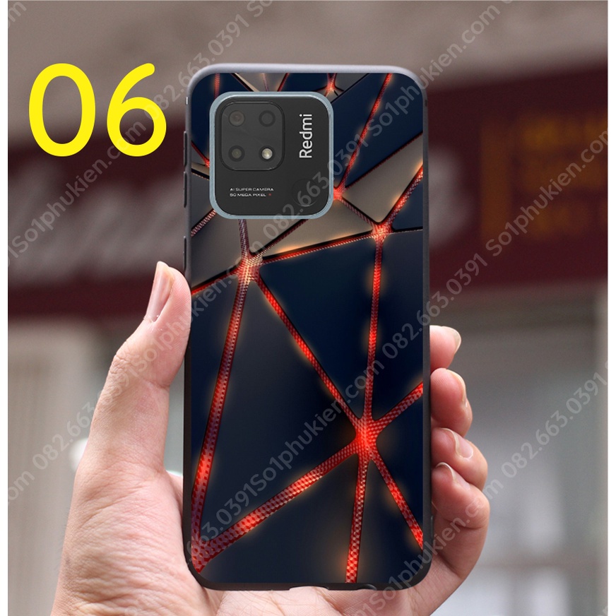 Ốp lưng Xiaomi redmi 10C ép kính nano chống bể hình thư pháp, hoa sen, thiết kế đẹp