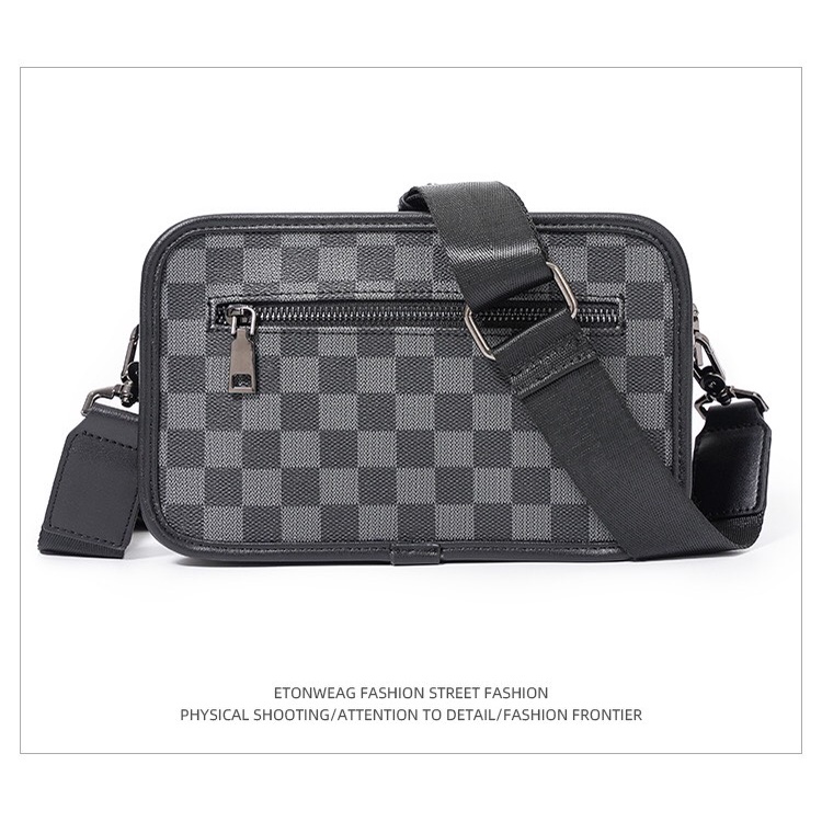 Túi xách đeo chéo nam, túi xách nam đeo ngực kiểu dáng vuông caro chống nước PA38 | BigBuy360 - bigbuy360.vn
