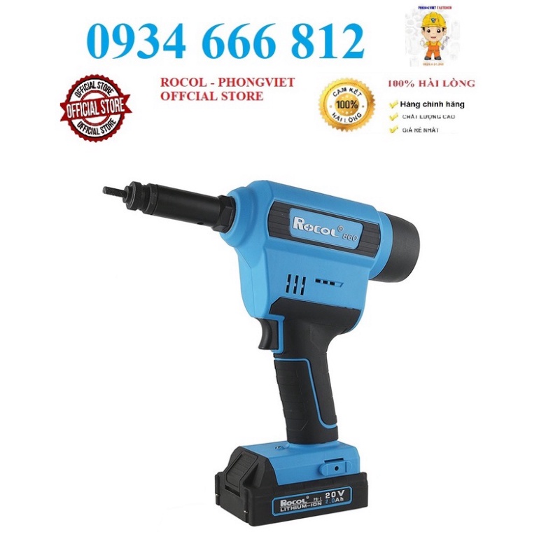 Súng rút ốc tán tự động ROCOL RL860 BẰNG PIN KÈM ĐẦU M4 M5 M6 M8