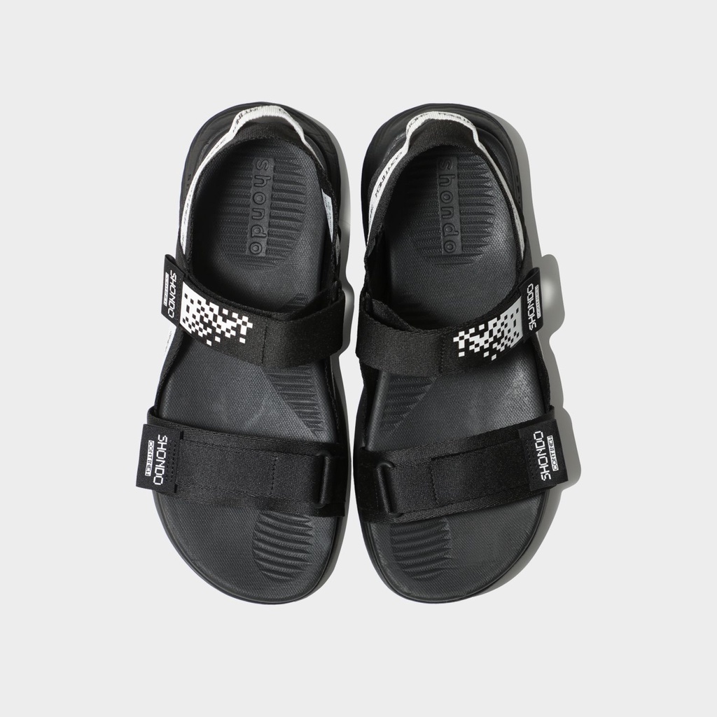 Giày Sandals Shondo F7 Continew full đen F7N1016