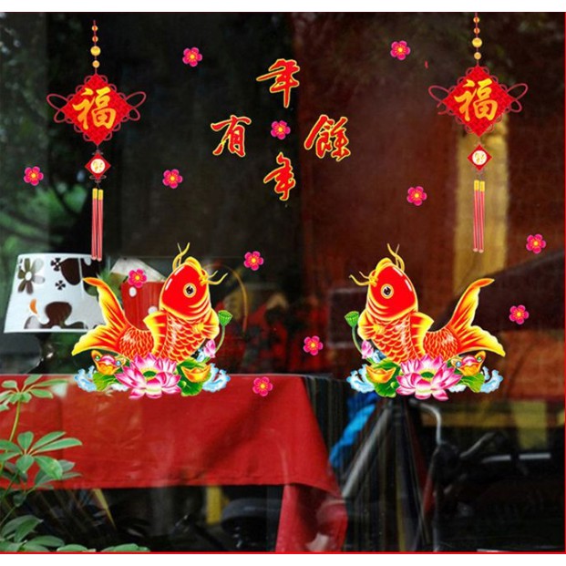 Decal trang trí Tết - Cá Chép Rồng Chào Xuân