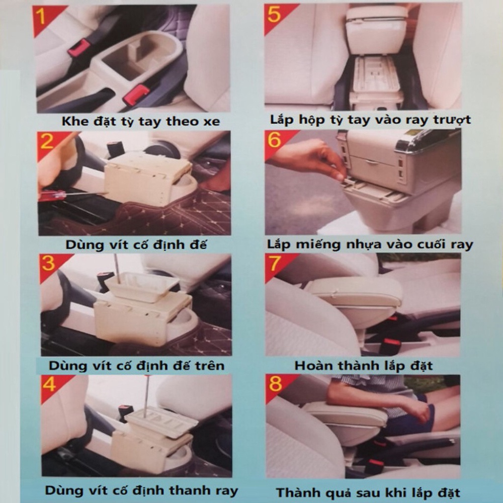 Hộp tỳ tay xe SWIFT cao cấp tích hợp cổng sạc USB - Bảo hành 12 tháng