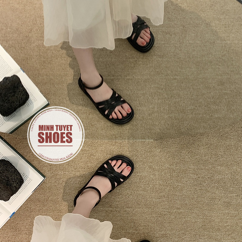 Giày sandal học sinh nữ minhtuyetshoes đế cao 2,5cm-3cm quai ngang chéo mẫu mới bền đẹp giá tốt