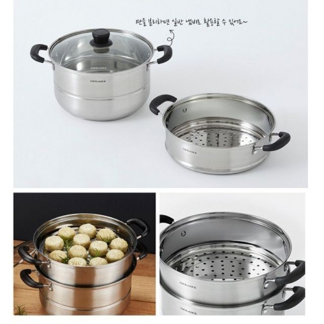 Bộ nồi xửng hấp Lock&amp;Lock Steamer Pot LLH1262 LLH1282