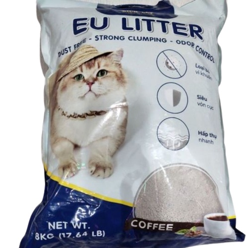 Cát Vệ Sinh Cho Mèo Siêu Vón Cục Siêu Ít Bụi 8KG EU Litter Khử Mùi Mạnh Mẽ, Siêu Tiết Kiệm