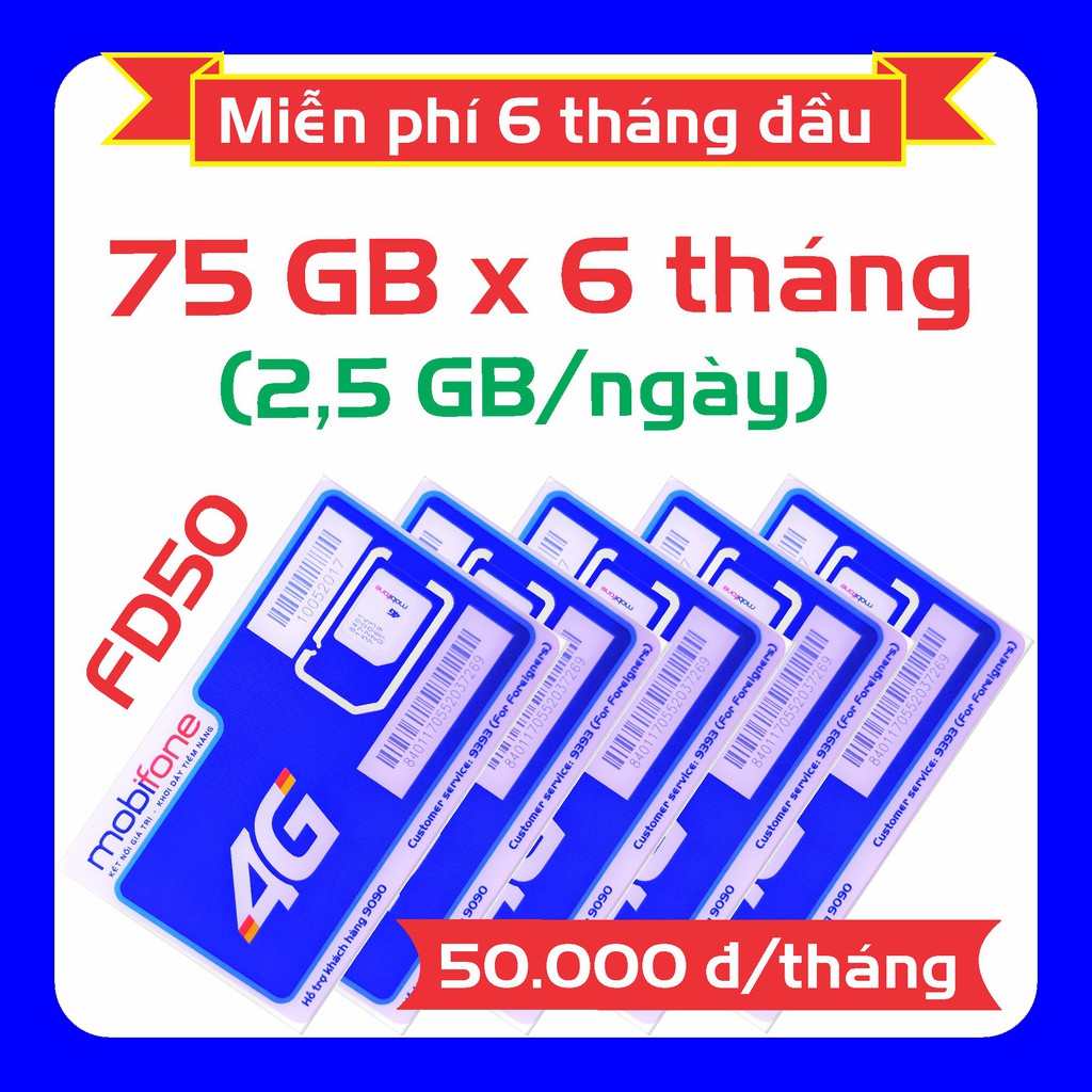 SIM 4G MOBI TRỌN GÓI 1 NĂM KHÔNG CẦN NẠP TIỀN MDT250A, LOẠI 6 THÁNG FD50