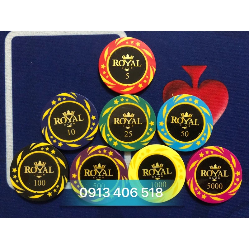Phỉnh poker chip poker roy club hàng cao cấp nhập khẩu bán lẻ