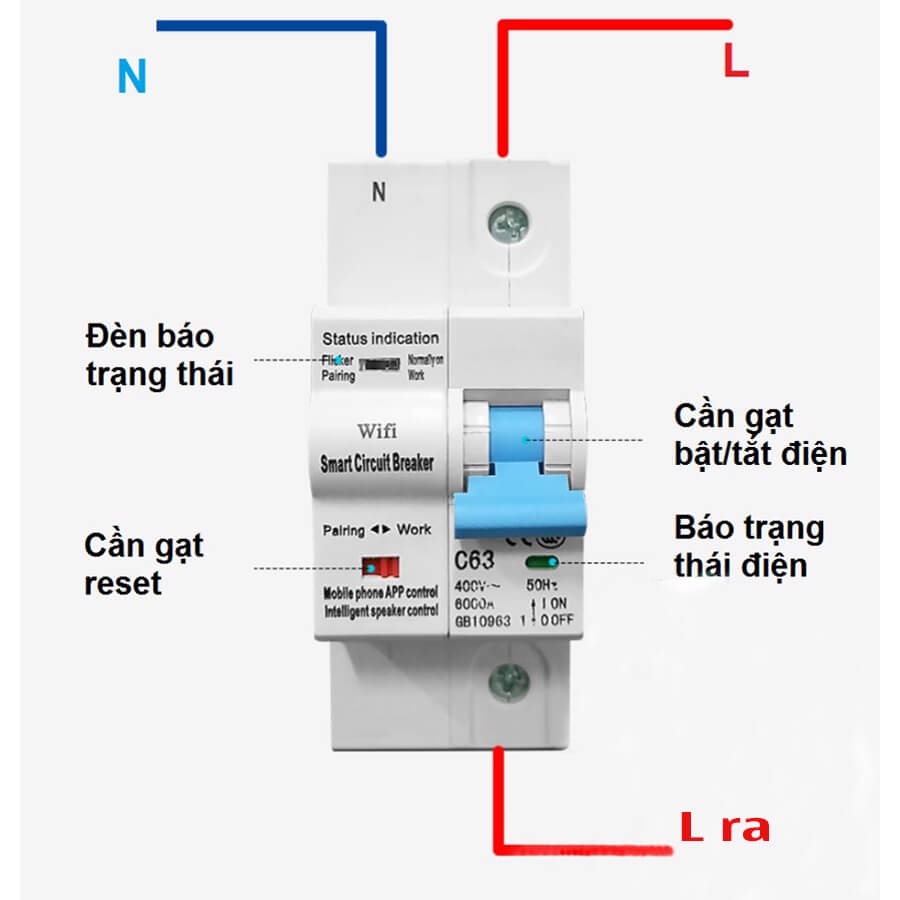 Aptomat 32A Điều Khiển Qua Wifi 1 Pha/1P