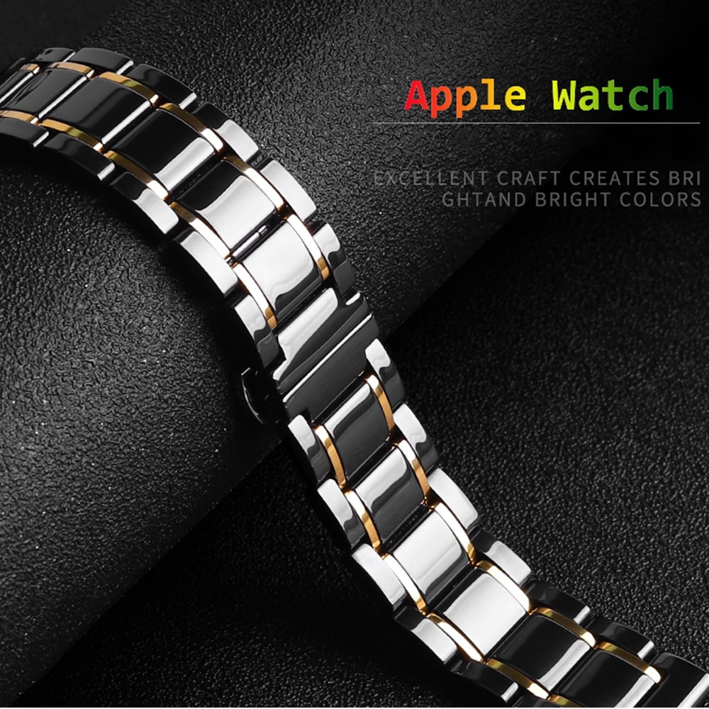 Business Classic Ceramic Band For Apple Watch 44mm 42mm 40mm 38mm Bands iWatch Series SE 6 5 4 3 2 Double Color Luxury Replace Strap