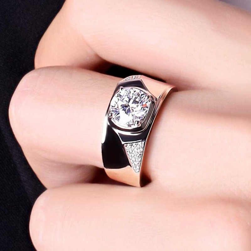 Nhẫn Cưới Chất Liệu Thép Titanium Mạ Bạc 925 Đính Đá Pha Lê