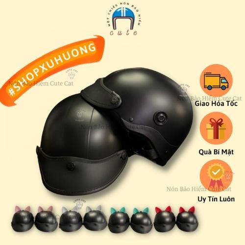 Nón Bảo Hiểm Màu Đen Kèm Tai Mèo, Mũ Bảo Hiểm Màu Đen Kèm Tai mèo Cute Có Nhiều Màu Lựa Chọn, Mũ Bảo Hiểm Cute CUTE SHOP