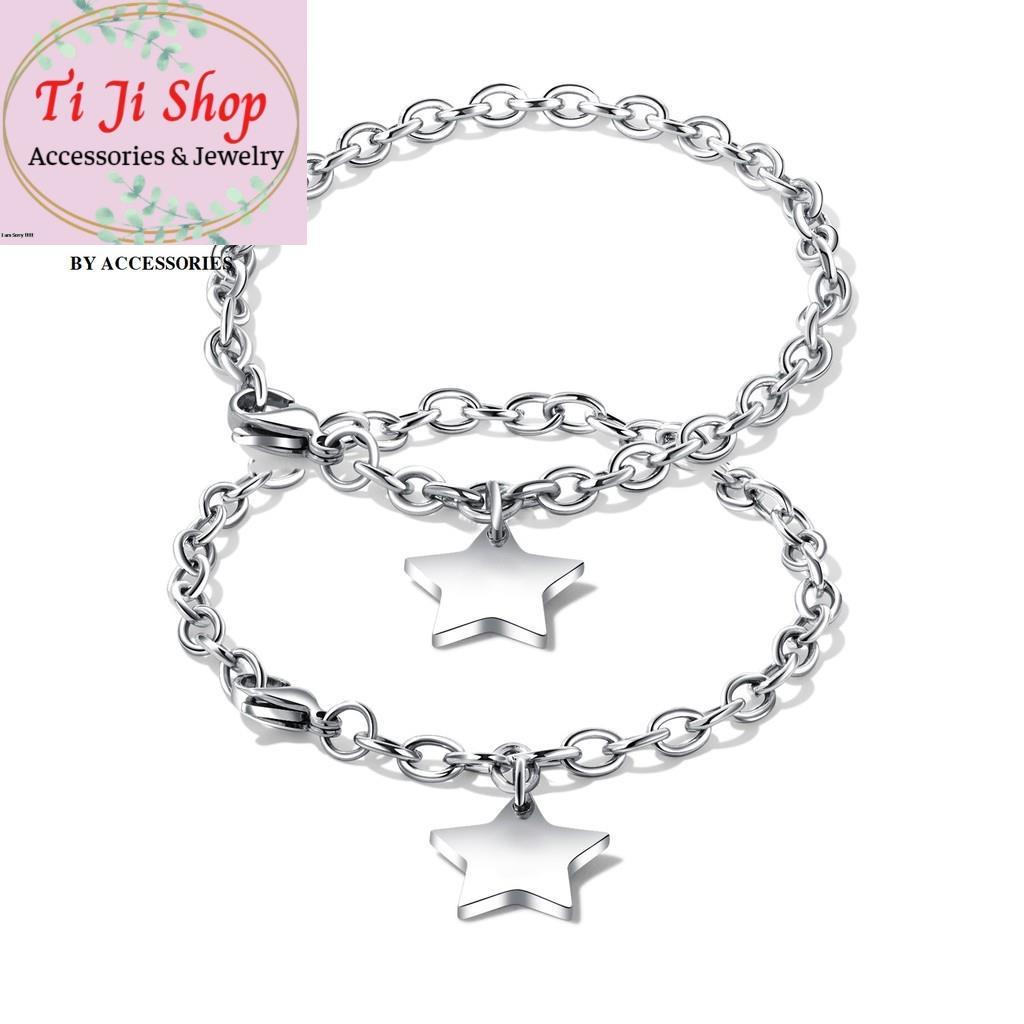 Lắc tay vòng tay titan xích ko gỉ khắc chữ theo yêu cầu gắn charm