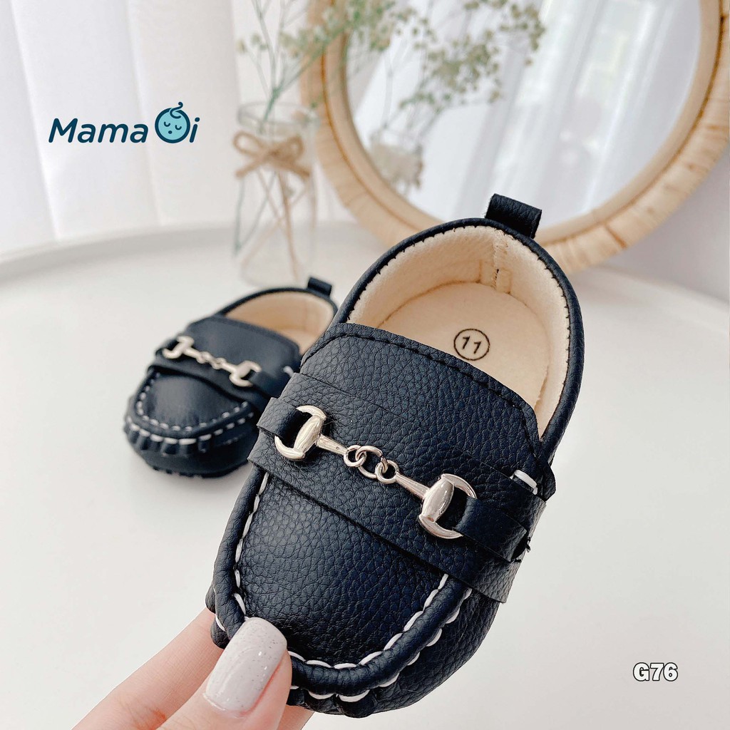 G76 Giày tập đi cho bé giày lười da mềm mại màu đen cho bé tập đi màu đen của Mama Ơi - Thời trang cho bé